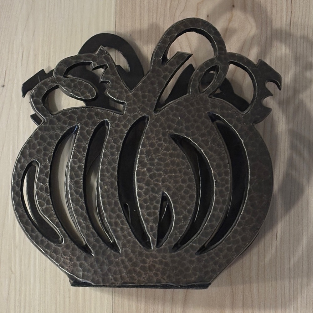 Vintage Crate&Barrel Rustic Metal Pumpkin Napkin Holder